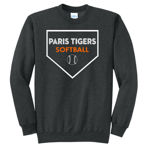 Paris Tigers Softball Design 2 on a Port & Co ® - Core Fleece Crewneck Sweatshirt Thumbnail