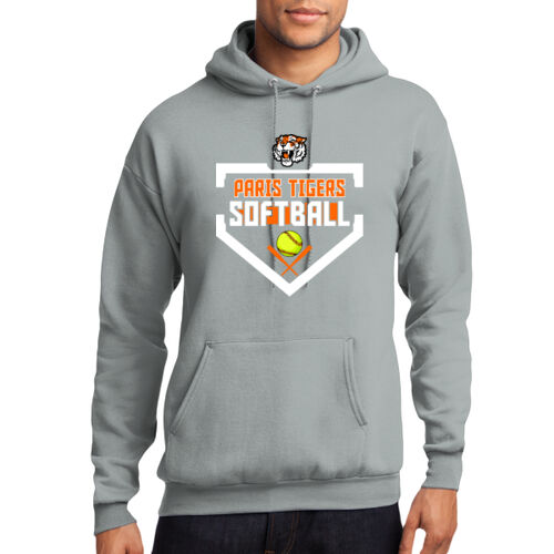 Paris Tigers Softball Design 3 on a Port & Co ® - Core Fleece Pullover Hooded Sweatshirt Thumbnail