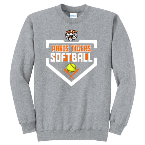 Paris Tigers Softball Design 3 on a Port & Co ® - Core Fleece Crewneck Sweatshirt Thumbnail