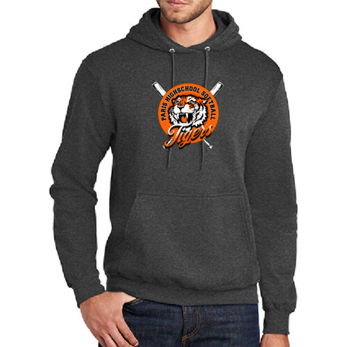 Paris Tigers Softball Design 4 on a Port & Co ® - Tall Core Fleece Pullover Hooded Sweatshirt Thumbnail