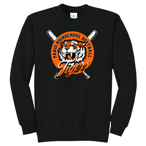 Paris Tigers Softball Design 4 on a Port & Co ® - Core Fleece Crewneck Sweatshirt Thumbnail