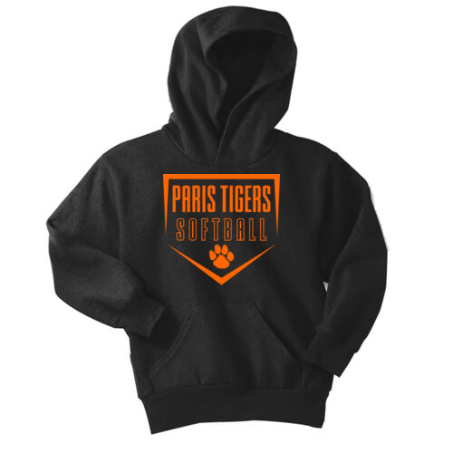 Paris Tigers Softball Design 1 on a Port & Co ® - Youth Core Fleece Pullover Hooded Sweatshirt Thumbnail