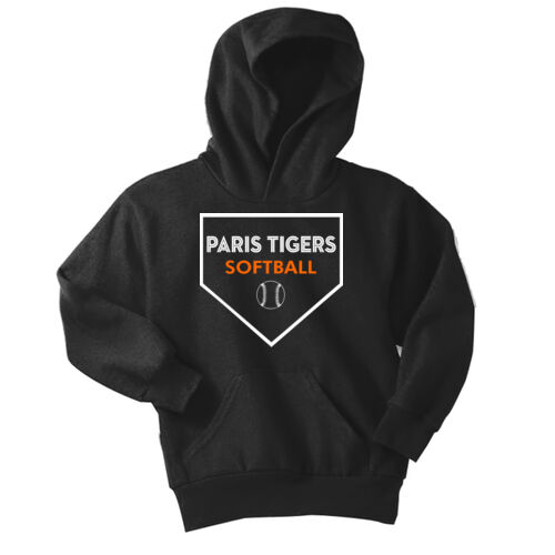 Paris Tigers Softball Design 2 on a Port & Co ® - Youth Core Fleece Pullover Hooded Sweatshirt Thumbnail