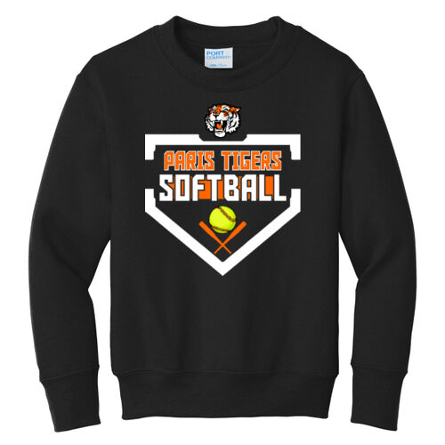 Paris Tigers Softball Design 3 on a Port & Co ® - Youth Core Fleece Crewneck Sweatshirt Thumbnail